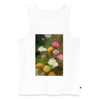 Fleurs et papillon - Débardeur bio Premium Homme - blanc - Devant - Michal (187cm)