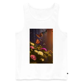 Fleurs et papillon - Débardeur bio Premium Homme - blanc - Devant - Michal (187cm)