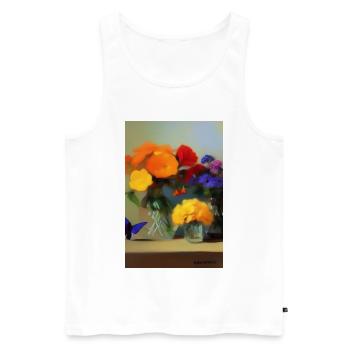 Fleurs et papillon - Débardeur bio Premium Homme - blanc - Devant - Michal (187cm)