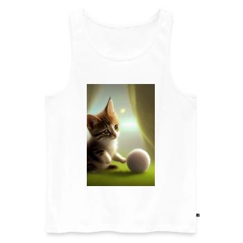 Bébé chat - Débardeur bio Premium Homme - blanc - Devant - AI Model Male 178 light (178cm)
