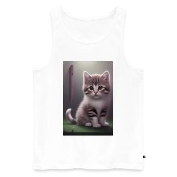 Bébé chat - Débardeur bio Premium Homme - blanc - Devant - AI Model Male 178 light (178cm)