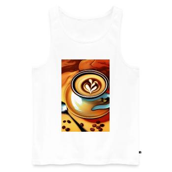 Café, grains de café - Débardeur bio Premium Homme - blanc - Devant - Michal (187cm)