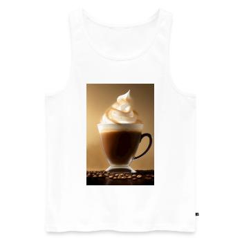 Café, grains de café - Débardeur bio Premium Homme - blanc - Devant - Michal (187cm)