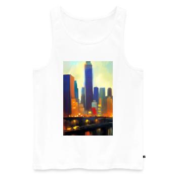 Horizon de la ville de New York - Débardeur bio Premium Homme - blanc - Devant - AI Model Male 178 light (178cm)