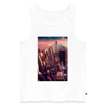 Horizon de la ville de New York - Débardeur bio Premium Homme - blanc - Devant - AI Model Male 178 light (178cm)