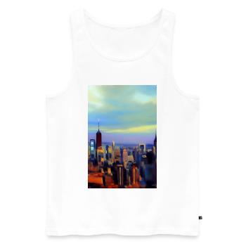 Horizon de la ville de New York - Débardeur bio Premium Homme - blanc - Devant - AI Model Male 178 light (178cm)