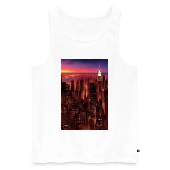 Horizon de la ville de New York - Débardeur bio Premium Homme - blanc - Devant - AI Model Male 178 light (178cm)