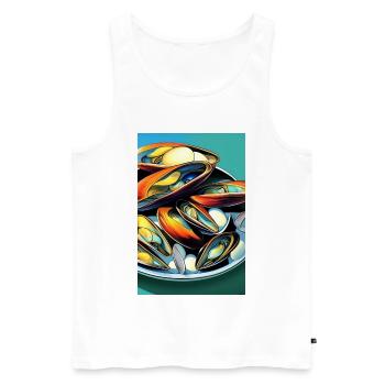 Mussels - Men's Premium Organic Tank Top - white - Front - AI Model Male 178 light (178cm)