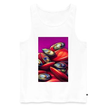 Mussels - Men's Premium Organic Tank Top - white - Front - AI Model Male 178 light (178cm)
