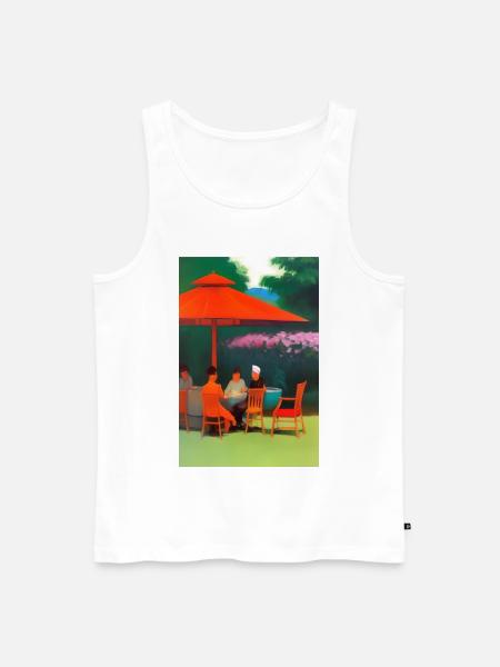 Outdoor Asian Cafe - Men's Premium Organic Tank Top - white