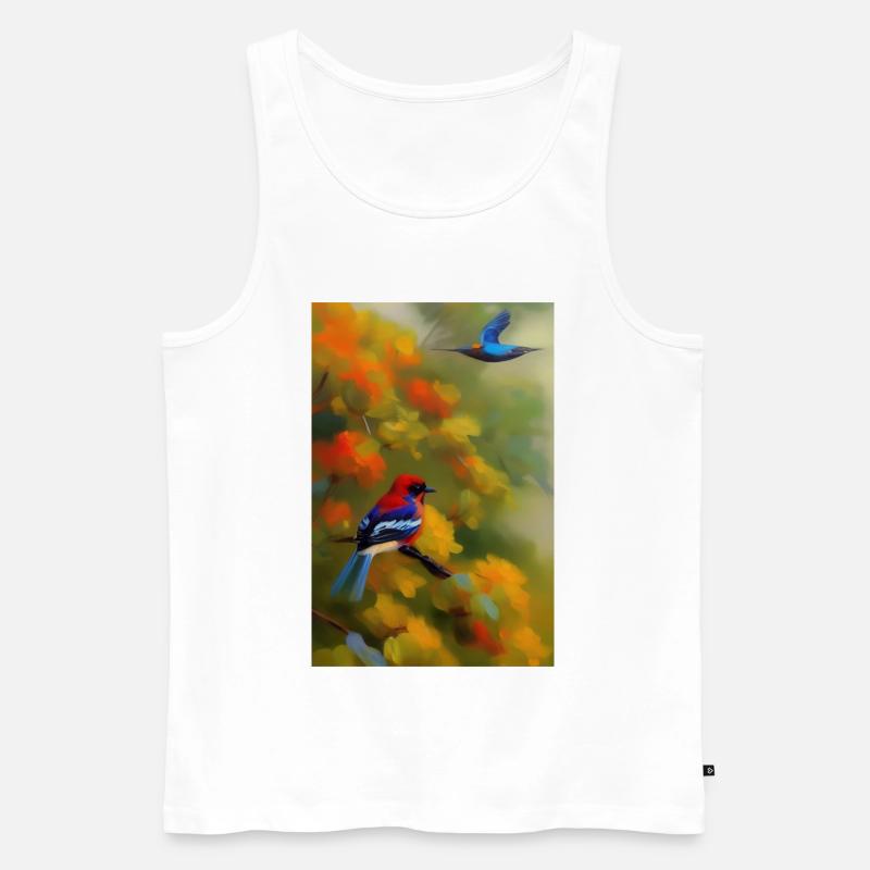 Vogel auf Ast - Männer Premium Bio Tank Top - Weiß