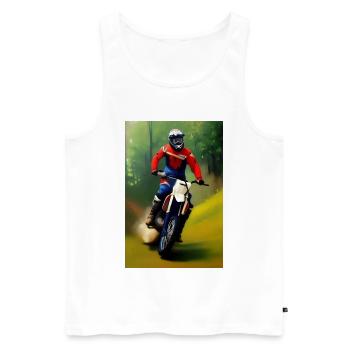 Motocross Riding - Men's Premium Organic Tank Top - white - Front - AI Model Male 178 light (178cm)