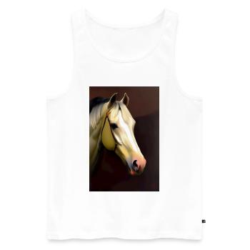 Peinture à l’huile de tête de cheval - Débardeur bio Premium Homme - blanc - Devant - AI Model Male 178 light (178cm)