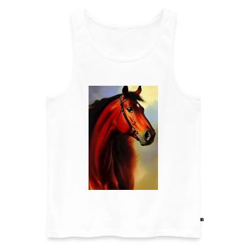 Peinture à l’huile de tête de cheval - Débardeur bio Premium Homme - blanc - Devant - AI Model Male 178 light (178cm)