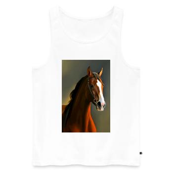 Peinture à l’huile de tête de cheval - Débardeur bio Premium Homme - blanc - Devant - AI Model Male 178 light (178cm)