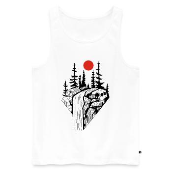 Der schwarze Wasserfall und die rote Sonne - Männer Premium Bio Tank Top - Weiß - Vorne - AI Model Male 178 light (178cm)
