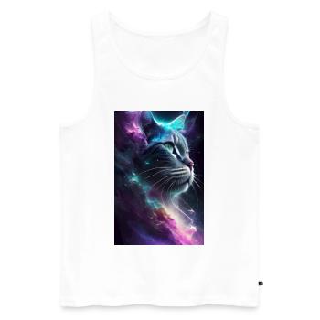 Chat dans l’espace - Débardeur bio Premium Homme - blanc - Devant - Michal (187cm)