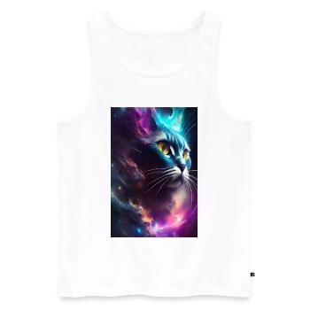 Chat dans l’espace - Débardeur bio Premium Homme - blanc - Devant - Michal (187cm)