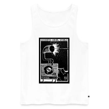 GOODBYE CRUEL WORLD - Vinyle et Gramophone - Débardeur bio Premium Homme - blanc - Devant - Michal (187cm)