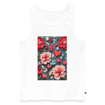 Des roses avec des cœurs - Débardeur bio Premium Homme - blanc - Devant - Michal (187cm)