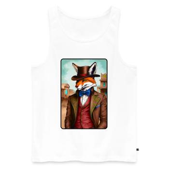 Western Fuchs Glückspieler - Männer Premium Bio Tank Top - Weiß - Vorne - Michal (187cm)