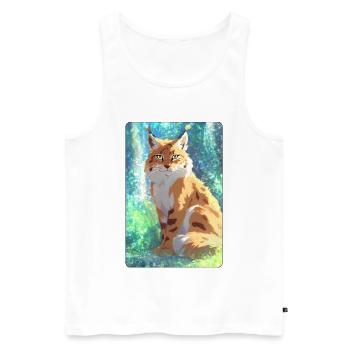 Luchs im Wald - Männer Premium Bio Tank Top - Weiß - Vorne - Michal (187cm)