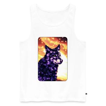 Lila Wolf - Männer Premium Bio Tank Top - Weiß - Vorne - Michal (187cm)