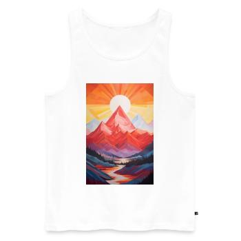 Berglandschaft mit Sonnenuntergang - Männer Premium Bio Tank Top - Weiß - Vorne - AI Model Male 178 light (178cm)