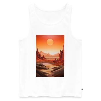 Desert Landscape with Sunset - Men's Premium Organic Tank Top - white - Front - AI Model Male 178 light (178cm)