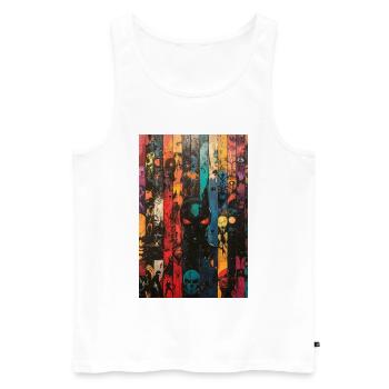 Farbige Schädel-Panel-Kunst - Männer Premium Bio Tank Top - Weiß - Vorne - AI Model Male 178 light (178cm)