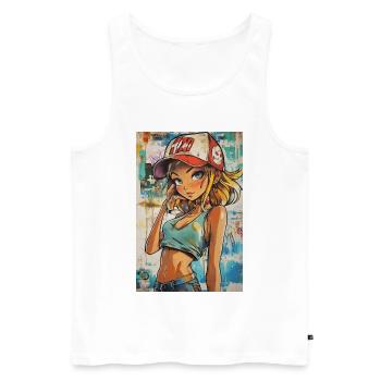 Graffiti Animegirl - Men's Premium Organic Tank Top - white - Front - Michal (187cm)