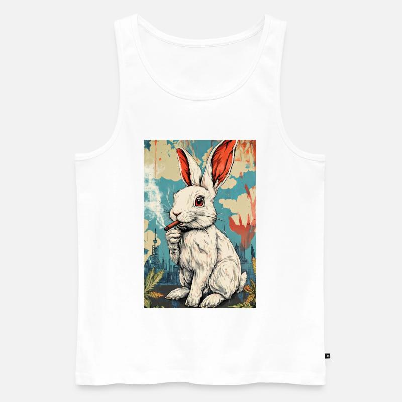 GraffitiHase Zigarette - Männer Premium Bio Tank Top - Weiß