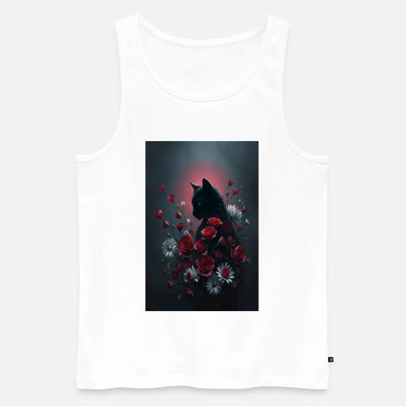 Katze mit Blumen - Männer Premium Bio Tank Top - Weiß