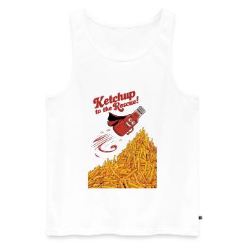 Le ketchup à la rescousse - Débardeur bio Premium Homme - blanc - Devant - Michal (187cm)