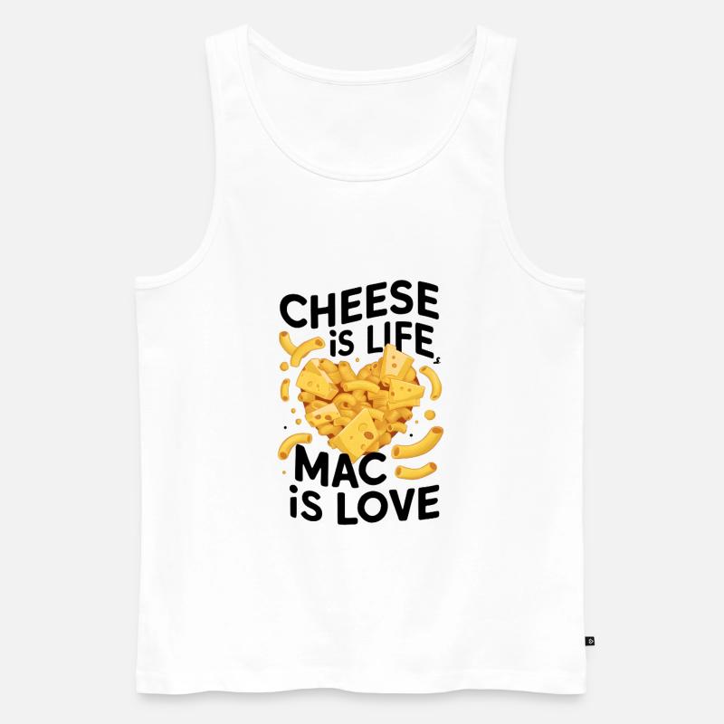 Cheese is Life, Mac is Love - Männer Premium Bio Tank Top - Weiß