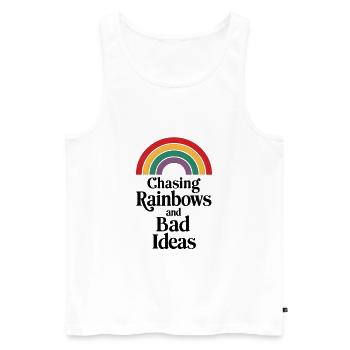 Chasing Rainbows and Bad Ideas - Männer Premium Bio Tank Top - Weiß - Vorne - Michal (187cm)