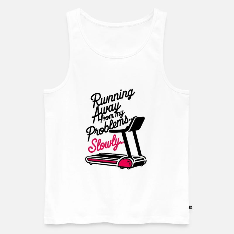 Running from Problems - Slowly - Männer Premium Bio Tank Top - Weiß