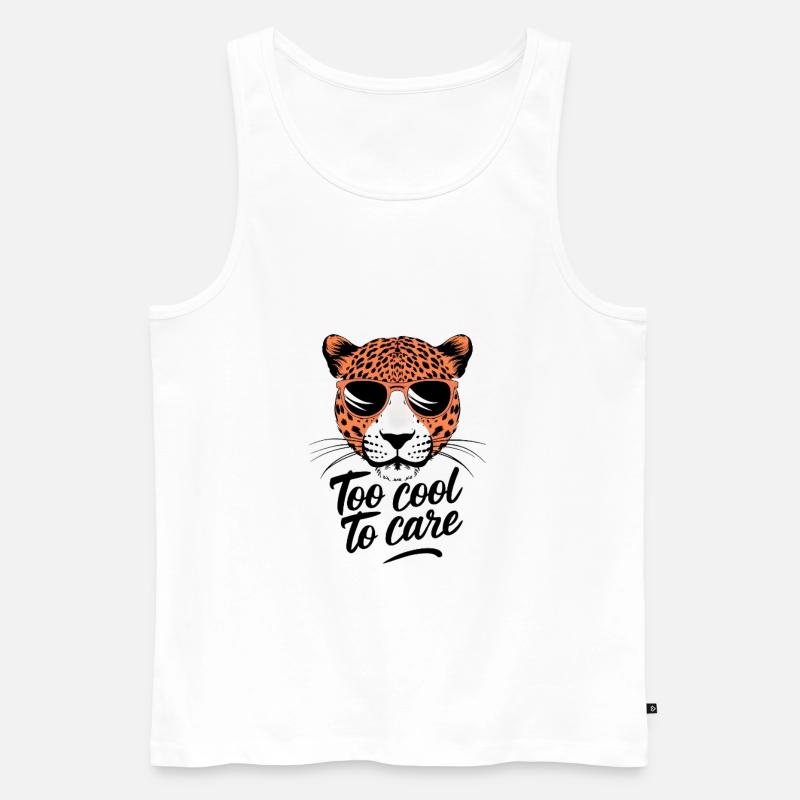 Leopard - Too Cool to Care - Männer Premium Bio Tank Top - Weiß