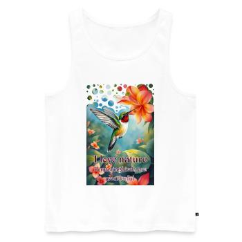 J’aime la nature, les colibris sont uniques - Débardeur bio Premium Homme - blanc - Devant - AI Model Male 178 light (178cm)