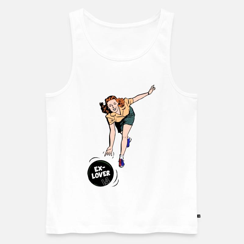 Ex-Lover Bowling – Retro Comic Style - Männer Premium Bio Tank Top - Weiß