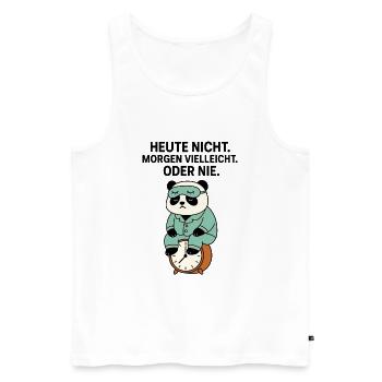 Panda in pajamas on alarm clock - Men's Premium Organic Tank Top - white - Front - AI Model Male 178 light (178cm)