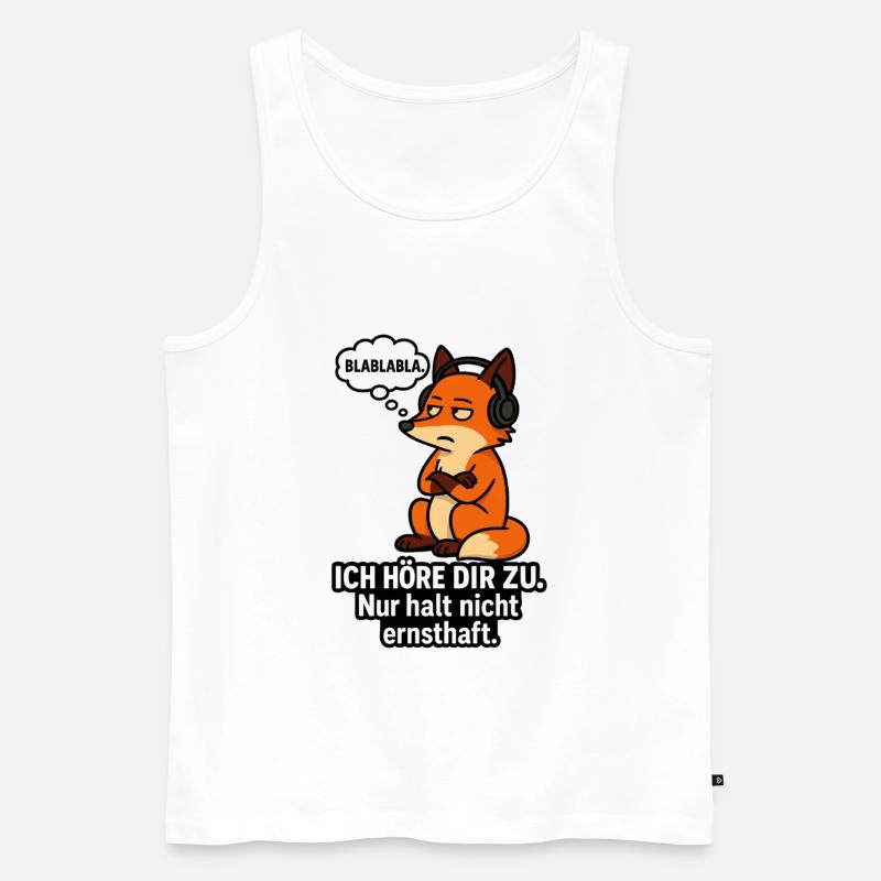 Fuchs mit Kopfhörer – Ich höre zu - Männer Premium Bio Tank Top - Weiß