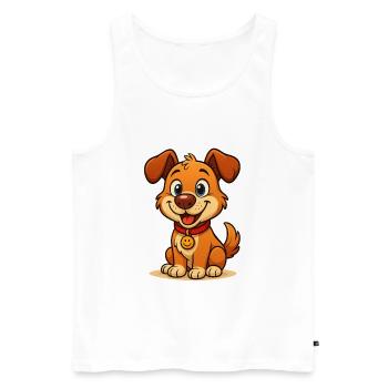 Schnuppern Sie am süßesten Hund der Welt # - Männer Premium Bio Tank Top - Weiß - Vorne - AI Model Male 178 light (178cm)