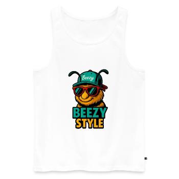 Beezy Style Biene Cap - Männer Premium Bio Tank Top - Weiß - Vorne - AI Model Male 178 light (178cm)