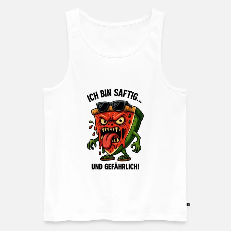 Saftige Pizza mit Sonnenbrille - Männer Premium Bio Tank Top - Weiß