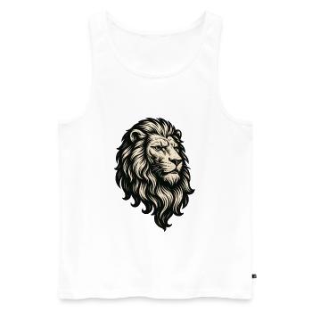 Heraldischer Löwenkopf Vintage Linolschnitt Stil - Männer Premium Bio Tank Top - Weiß - Vorne - AI Model Male 178 light (178cm)