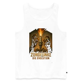 ZÜNDFUNKE – Die Evolution - Männer Premium Bio Tank Top - Weiß - Vorne - AI Model Male 178 light (178cm)