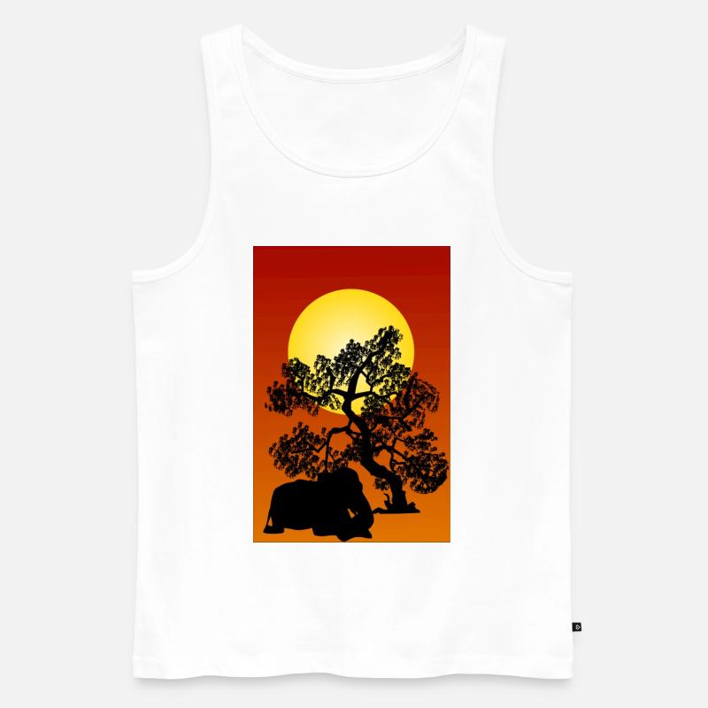 Silhouette Elefant und Baum in Afrika - Männer Premium Bio Tank Top - Weiß