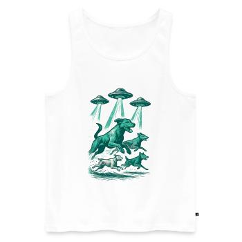Alien UFOs UFO dogs beaming retro green gift - Men's Premium Organic Tank Top - white - Front - AI Model Male 178 light (178cm)