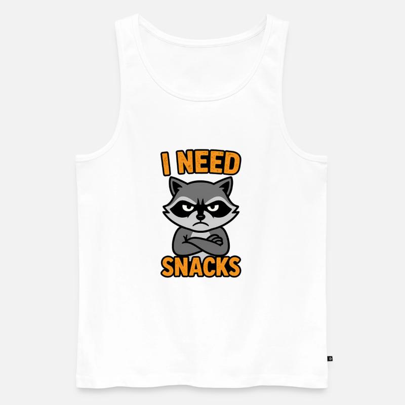 Grummelnder Waschbär I need Snacks - Männer Premium Bio Tank Top - Weiß